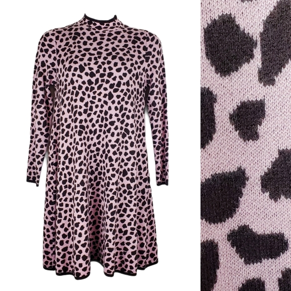 Ann Taylor Dresses & Skirts - ANN TAYLOR Pink Jacquard Animal Sweater Dress M